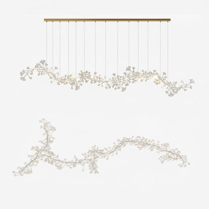Elegant Porcelain Ginkgo Chandelier - Handcrafted, Energy Efficient Li
