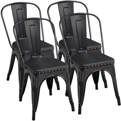 4pcs Metal Dining Chairs with PU Leather Seat Position 2