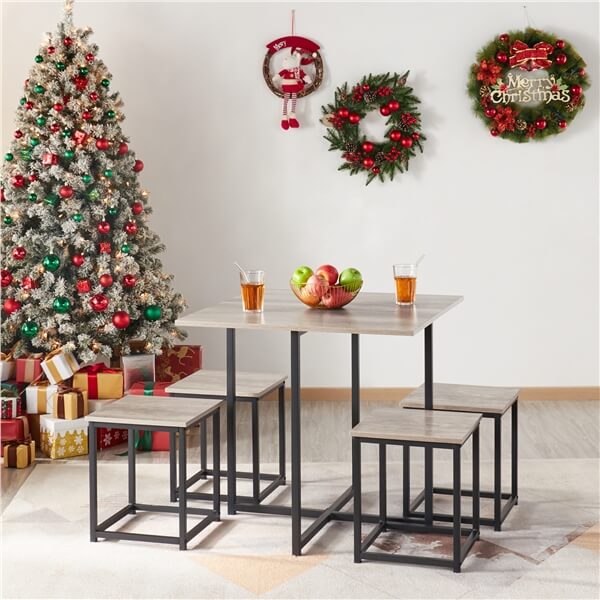 Dining Table Set for 4 Industrial Kitchen Table with 4 Chairs Position 1