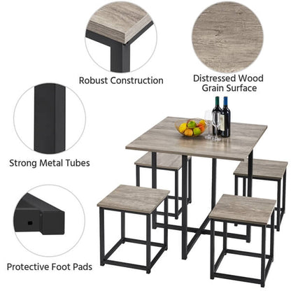 Dining Table Set for 4 Industrial Kitchen Table with 4 Chairs Position 6