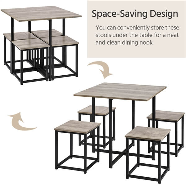 Dining Table Set for 4 Industrial Kitchen Table with 4 Chairs Position 7