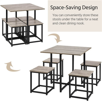Dining Table Set for 4 Industrial Kitchen Table with 4 Chairs Position 7
