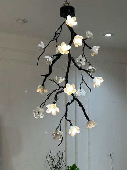 Elegant Large Long Branch Flower Chandelier with Adjustable Height & D