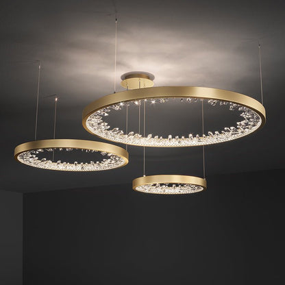 Luxury Circle Crystal Chandelier - Elegant Design, Adjustable Height