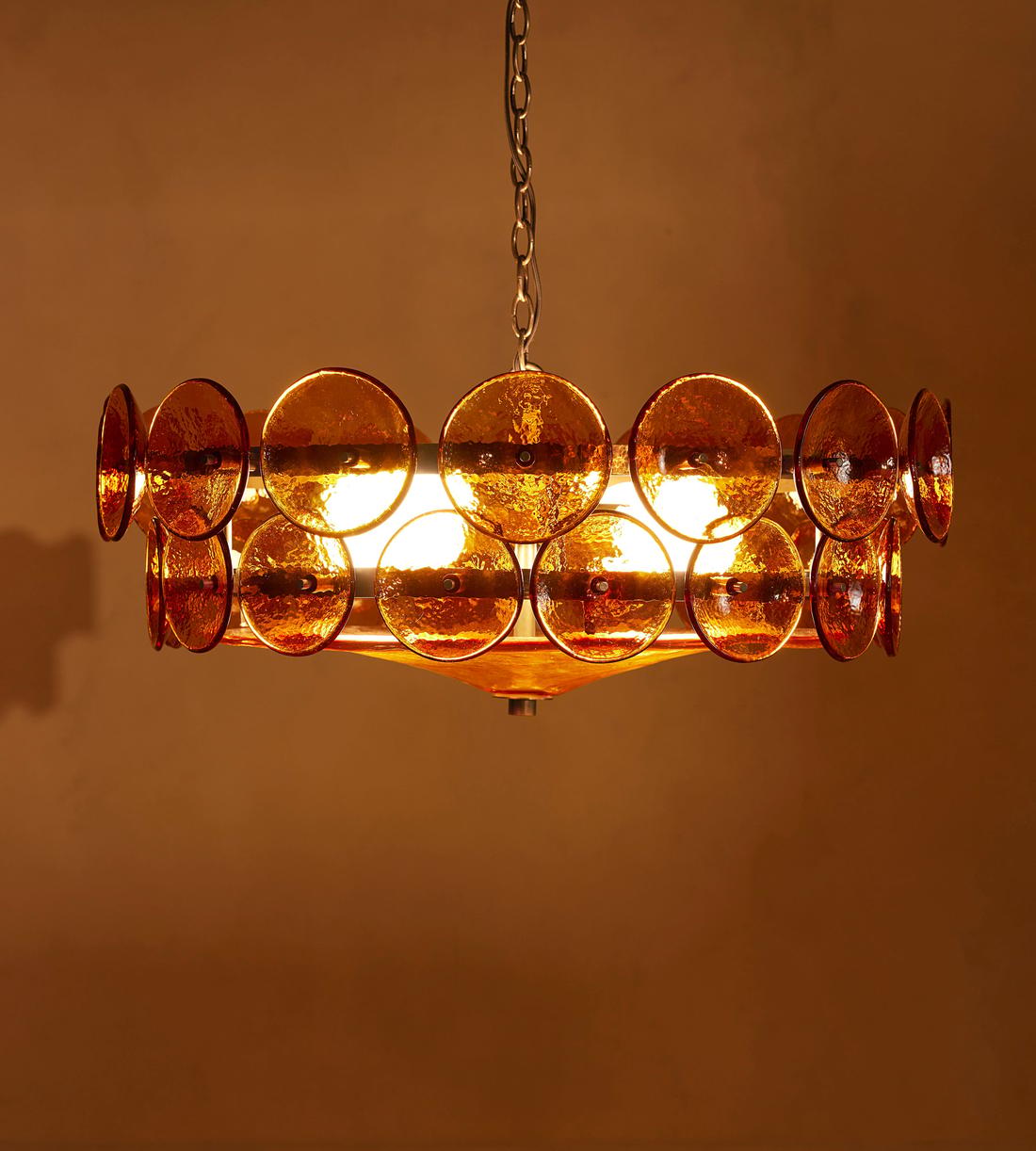 Solaris Disc Glass Chandelier - Modern Design, Adjustable Height, LED