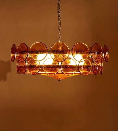 Solaris Disc Glass Chandelier - Modern Design, Adjustable Height, LED