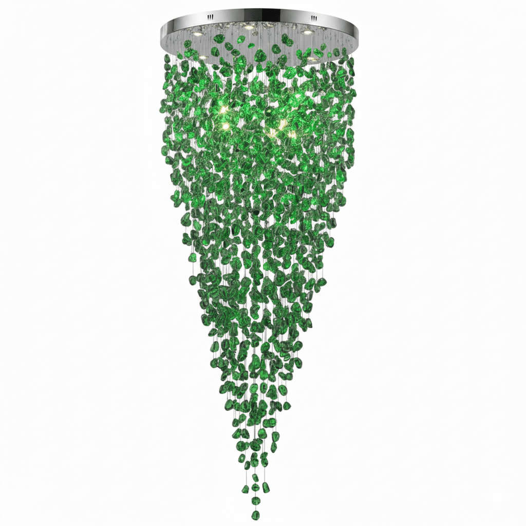 Elegant Crystal Stone Chandelier with Adjustable Height & LED Compatib
