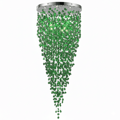 Elegant Crystal Stone Chandelier with Adjustable Height & LED Compatib