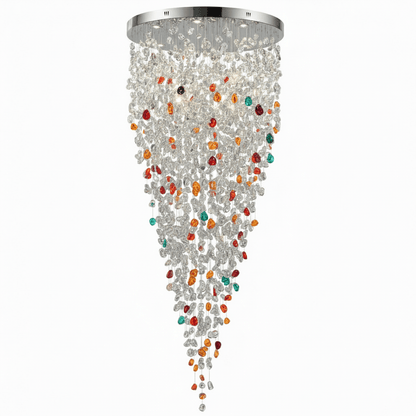 Elegant Crystal Stone Chandelier with Adjustable Height & LED Compatib