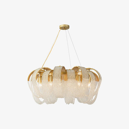 Elegant Mesh Crystal Chandelier with Adjustable Height & Energy-Effici