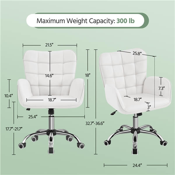 Faux Leather Office Chair Modern Vanity Chair Position 3