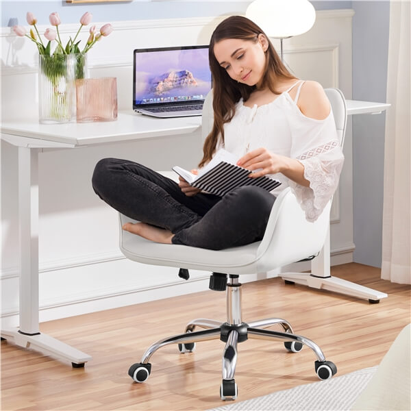 Faux Leather Office Chair Modern Vanity Chair Position 5