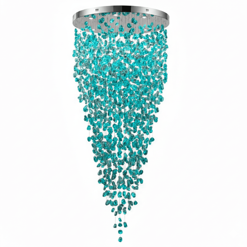 Elegant Crystal Stone Chandelier with Adjustable Height & LED Compatib