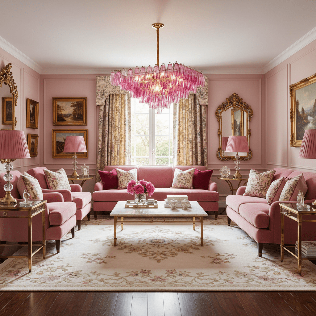 Fuchsia Prism Empire Chandelier - Elegant Design with Adjustable Heigh