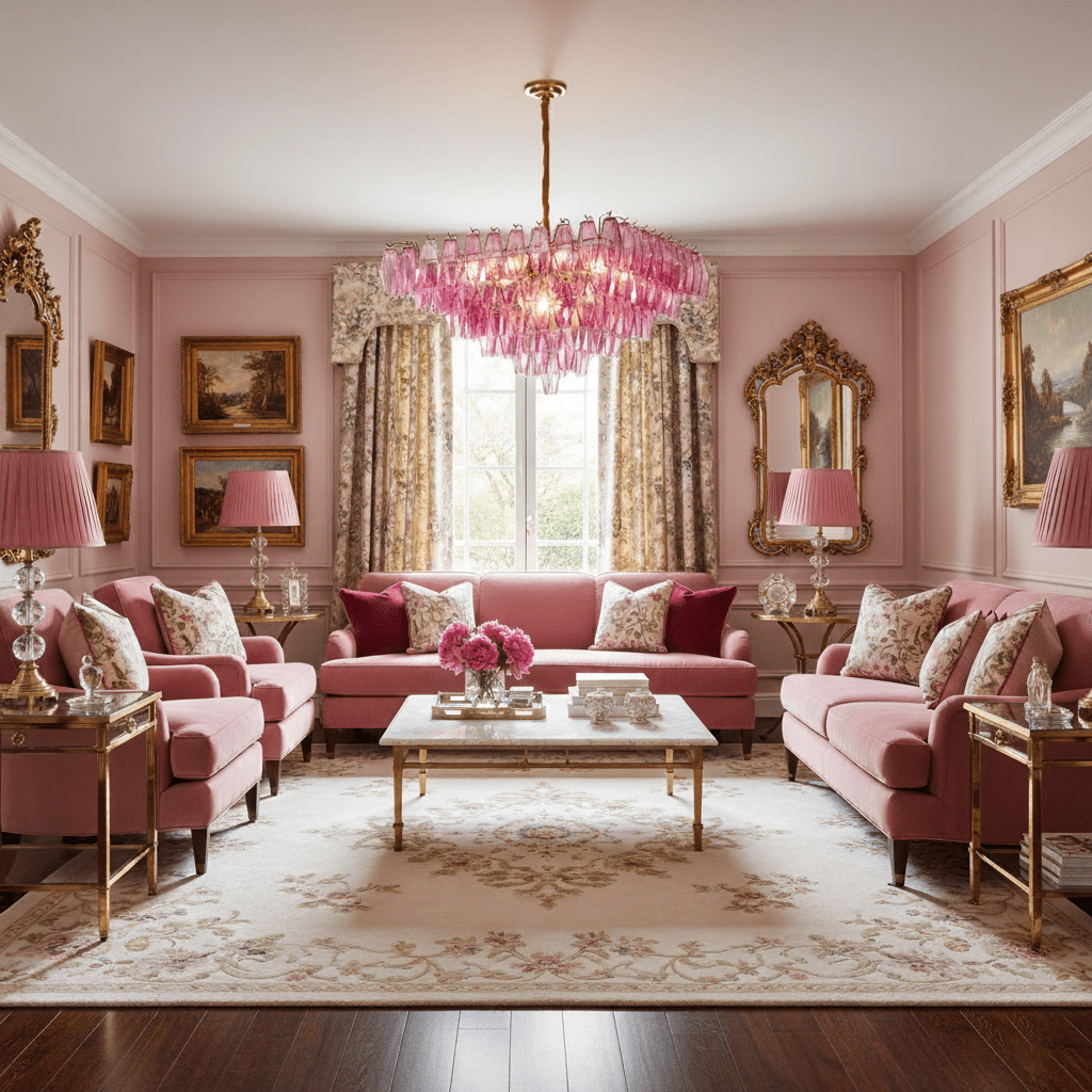 Fuchsia Prism Empire Chandelier - Elegant Design with Adjustable Heigh