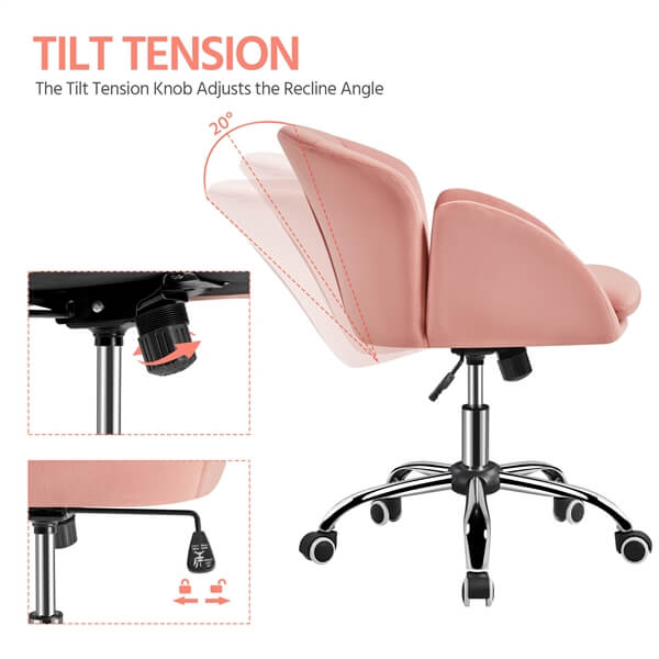 Cute Velvet Desk Chair for Home Office Position 5