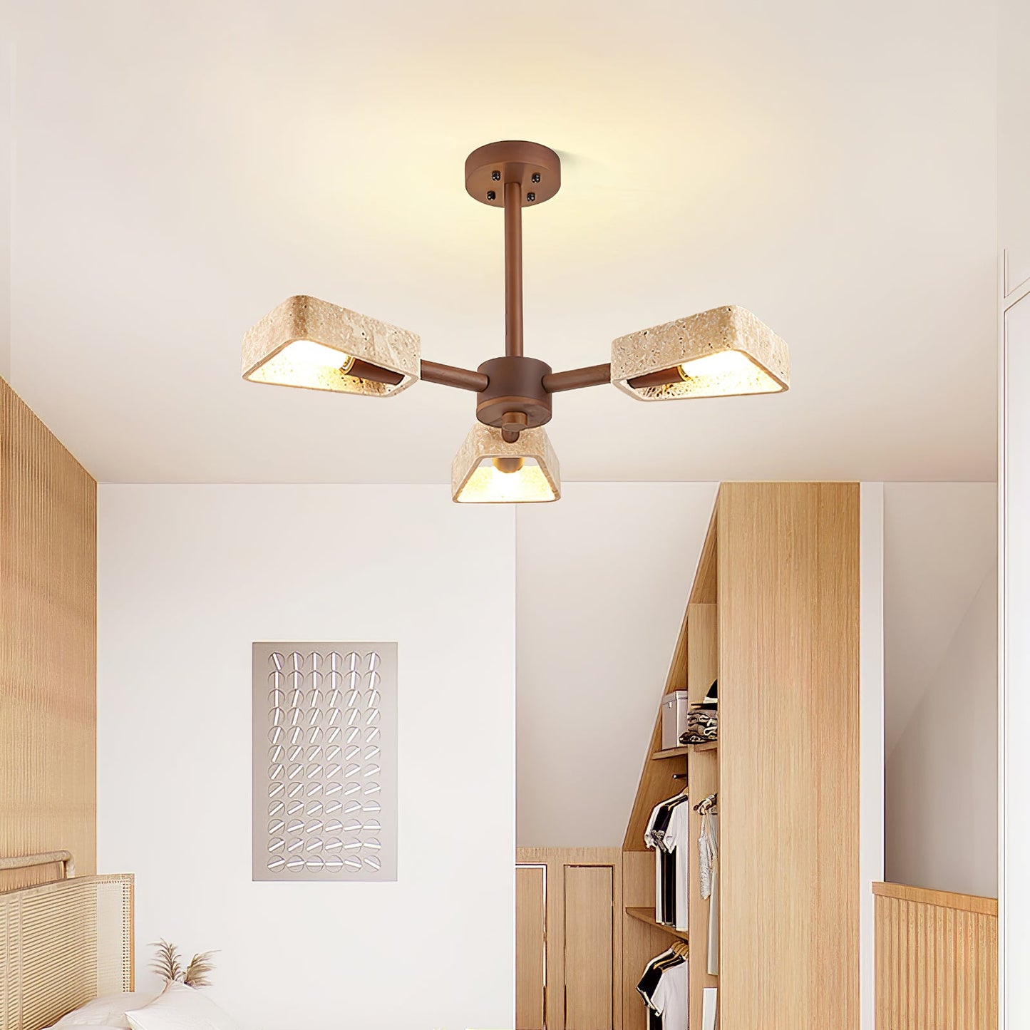 Elementa Travertone Chandelier - Modern Design, Adjustable Height, LED