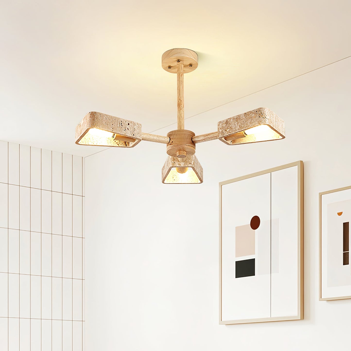 Elementa Travertone Chandelier - Modern Design, Adjustable Height, LED