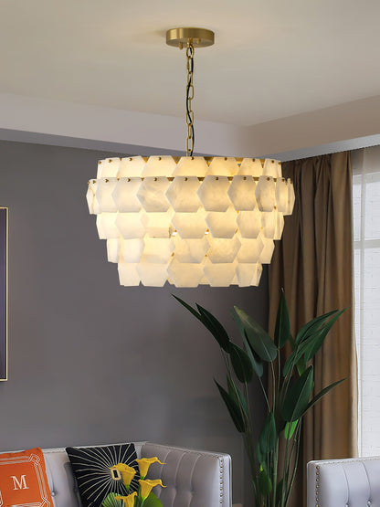 Hexa Cloud Alabaster Pendant Light - Modern Design, Adjustable Height