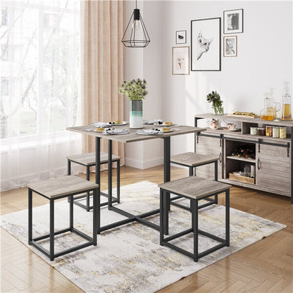 Dining Table Set for 4 Industrial Kitchen Table with 4 Chairs Position 10