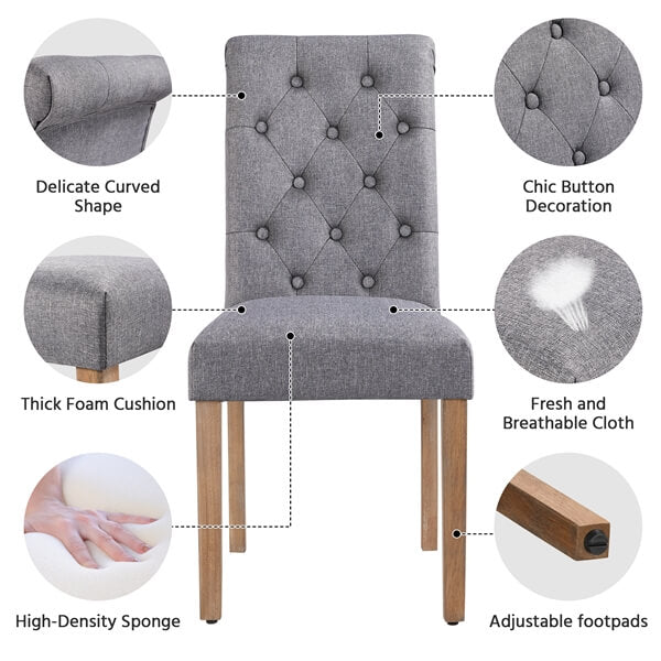 Dining Chairs Set of 6 Fabric Upholstered Dining Chairs Position 8
