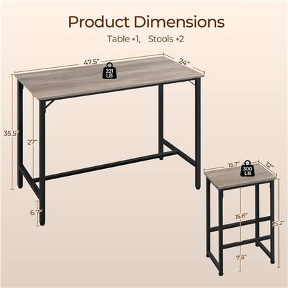 Counter Height Kitchen Table with Bar Stools Set of 2 Position 3