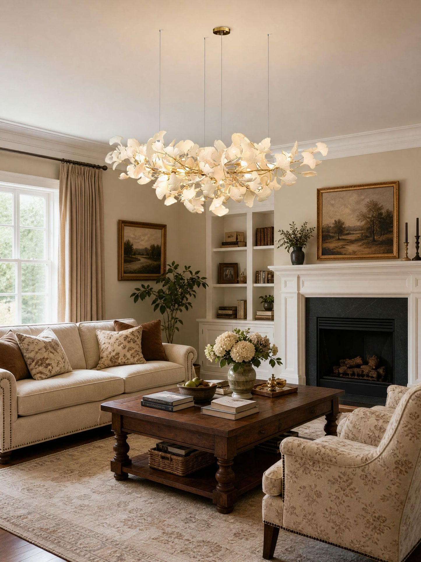 Horizon Bloom Ginkgo Chandelier - Elegant Design & Adjustable Height