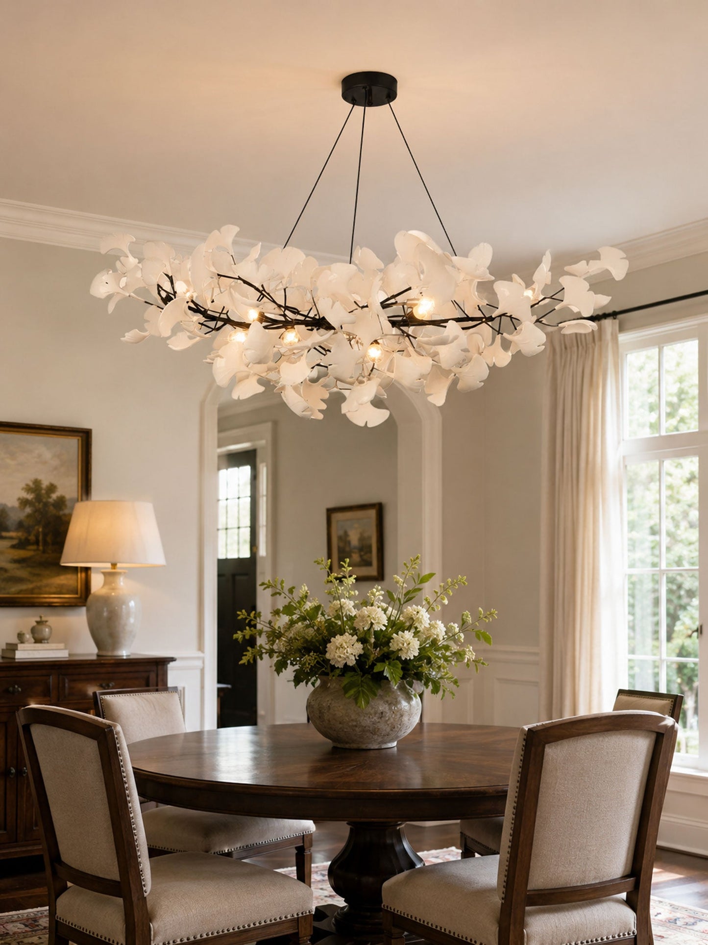 Horizon Bloom Ginkgo Chandelier - Elegant Design & Adjustable Height