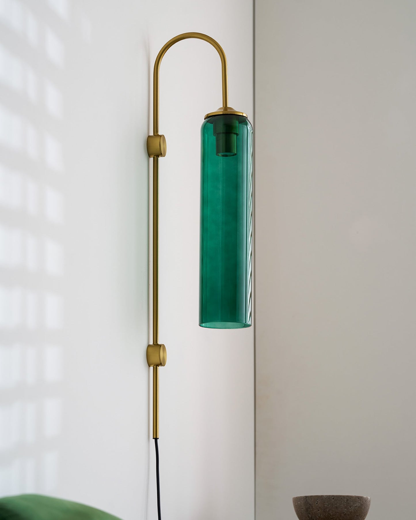 Sleek Glass Plug-In Wall Lamp with Adjustable Brightness & Easy Instal