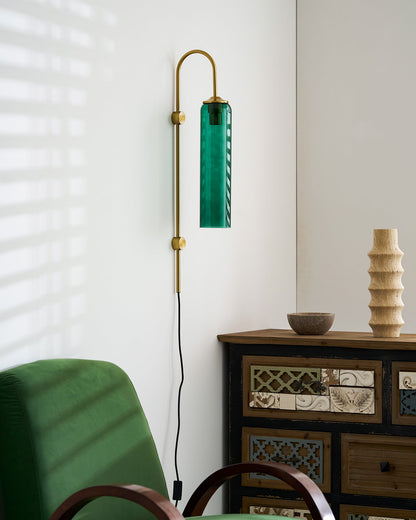 Sleek Glass Plug-In Wall Lamp with Adjustable Brightness & Easy Instal