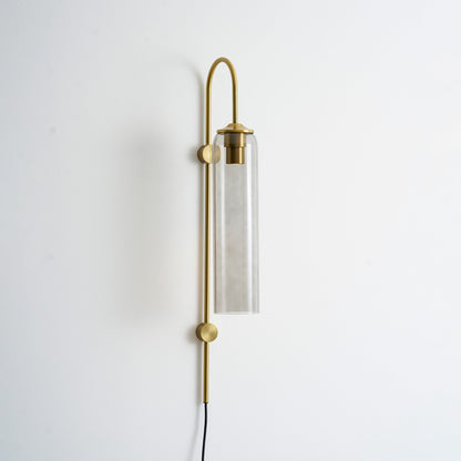 Sleek Glass Plug-In Wall Lamp with Adjustable Brightness & Easy Instal