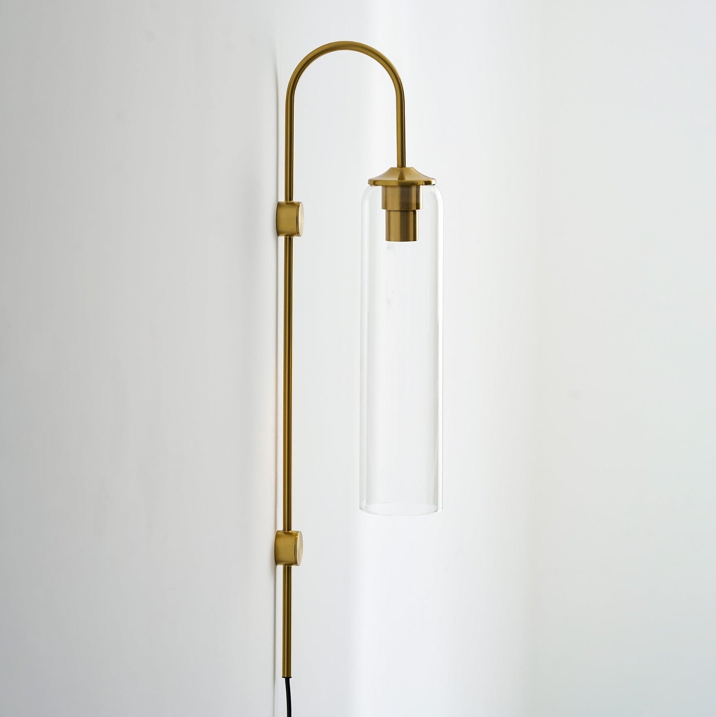 Sleek Glass Plug-In Wall Lamp with Adjustable Brightness & Easy Instal