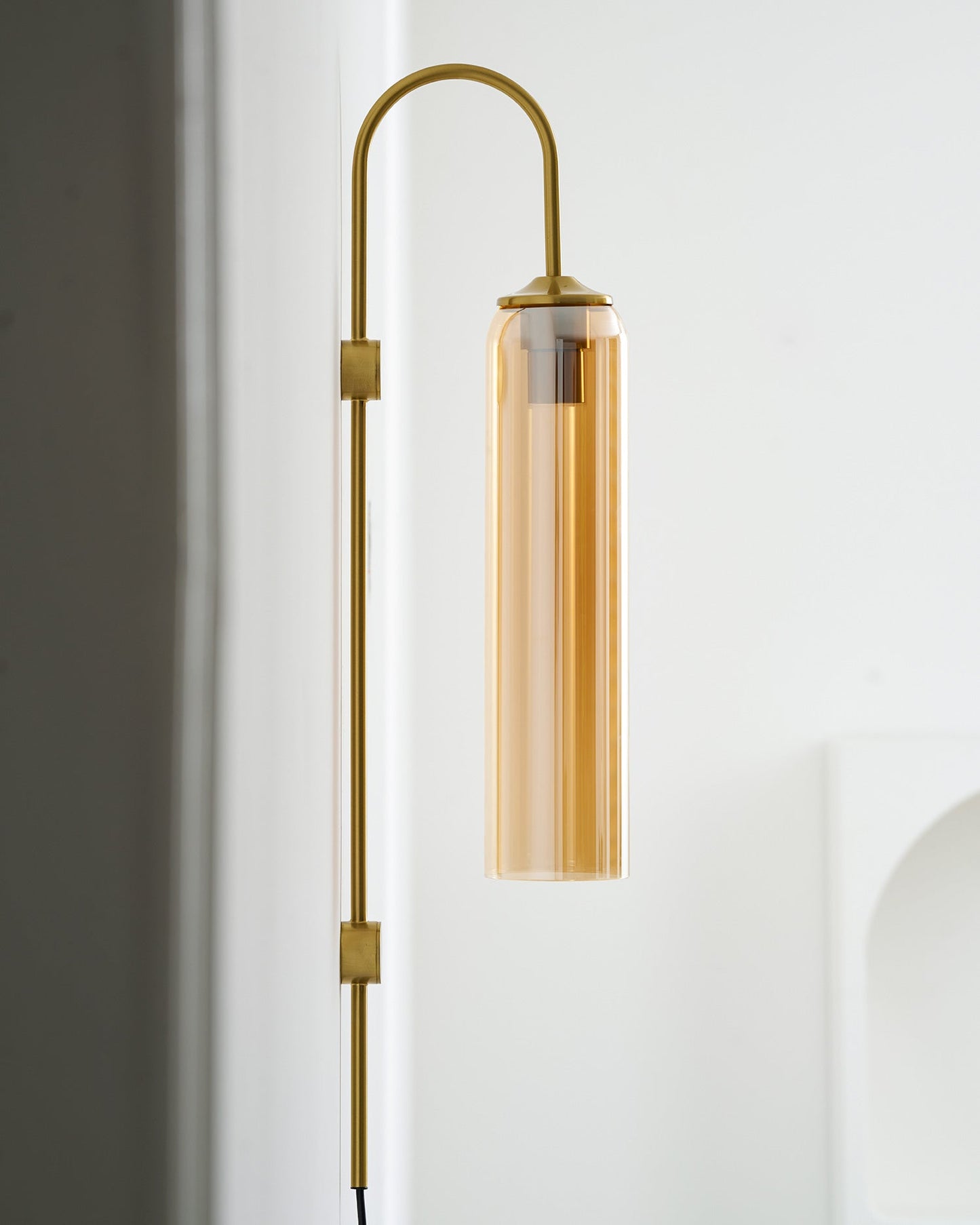 Sleek Glass Plug-In Wall Lamp with Adjustable Brightness & Easy Instal