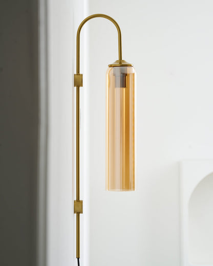 Sleek Glass Plug-In Wall Lamp with Adjustable Brightness & Easy Instal