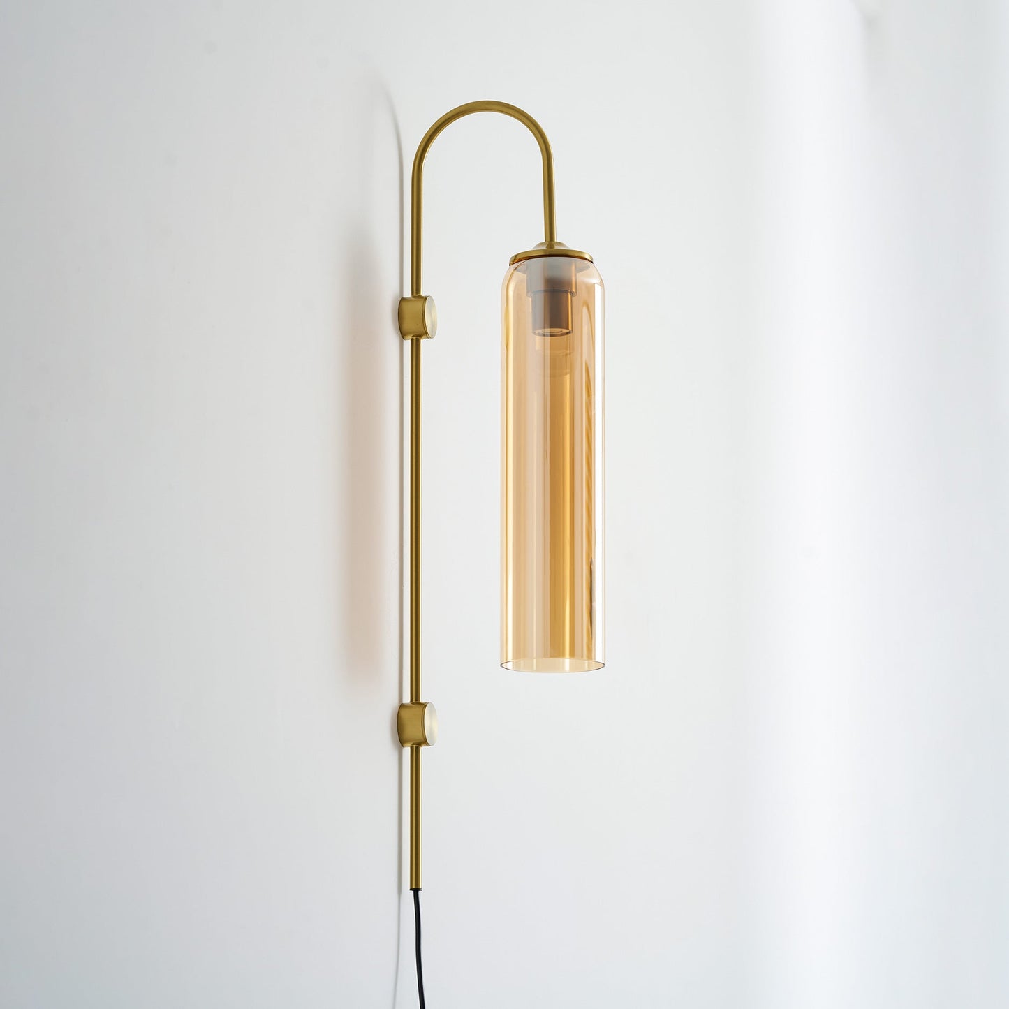 Sleek Glass Plug-In Wall Lamp with Adjustable Brightness & Easy Instal