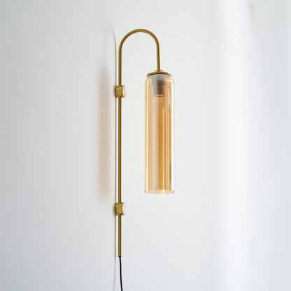 Sleek Glass Plug-In Wall Lamp with Adjustable Brightness & Easy Instal