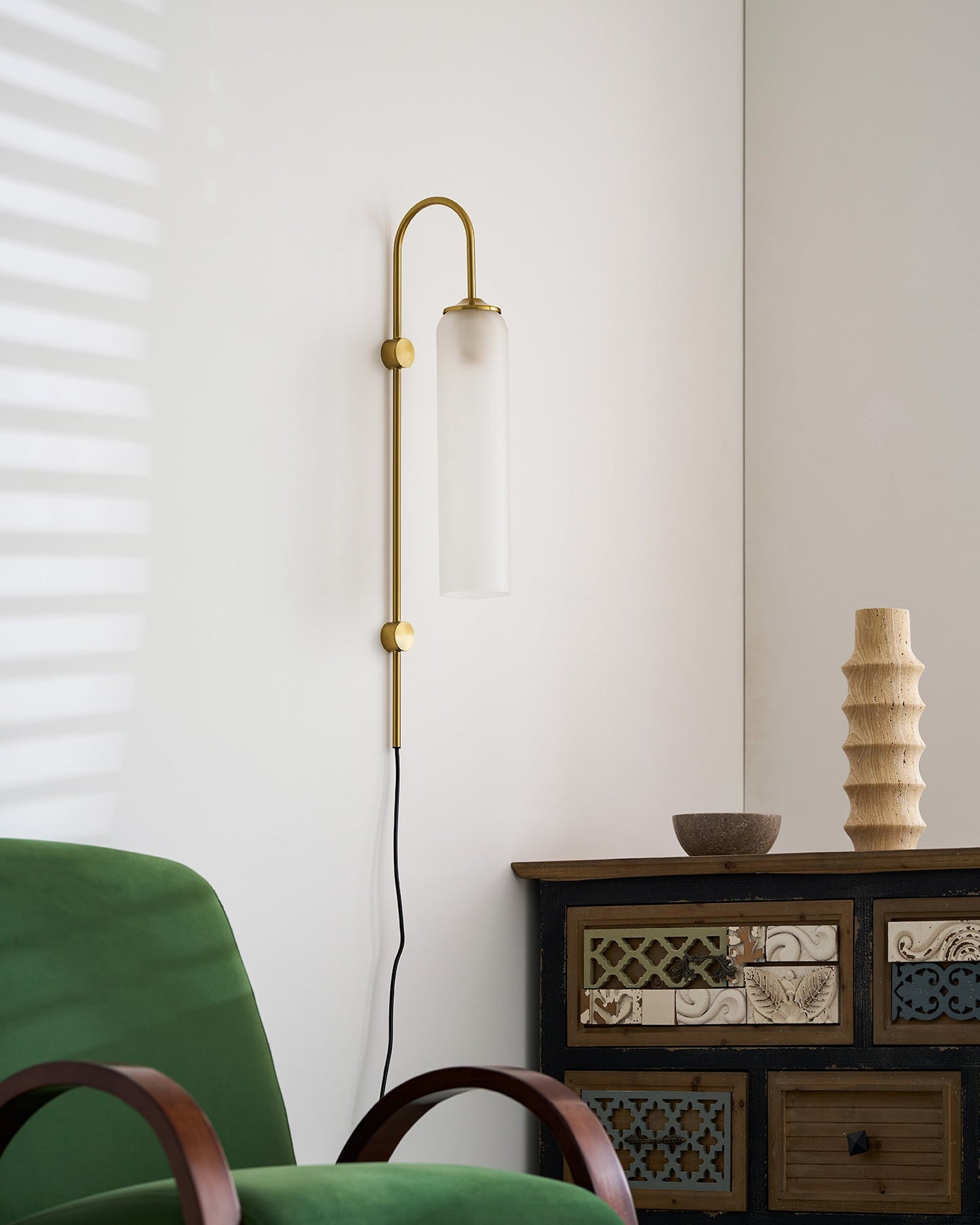 Sleek Glass Plug-In Wall Lamp with Adjustable Brightness & Easy Instal