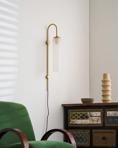 Sleek Glass Plug-In Wall Lamp with Adjustable Brightness & Easy Instal