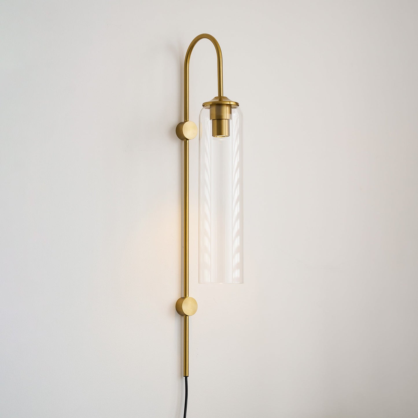 Sleek Glass Plug-In Wall Lamp with Adjustable Brightness & Easy Instal