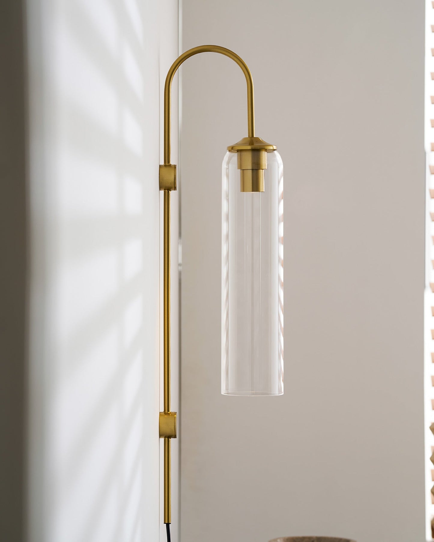 Sleek Glass Plug-In Wall Lamp with Adjustable Brightness & Easy Instal