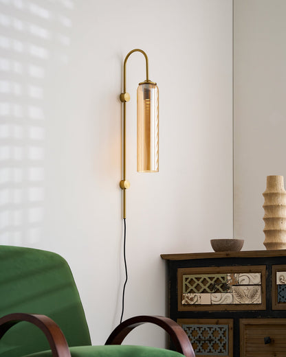 Sleek Glass Plug-In Wall Lamp with Adjustable Brightness & Easy Instal