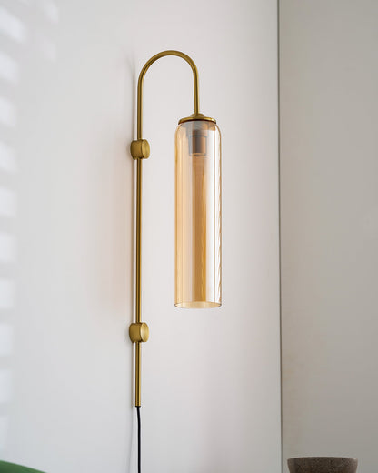 Sleek Glass Plug-In Wall Lamp with Adjustable Brightness & Easy Instal