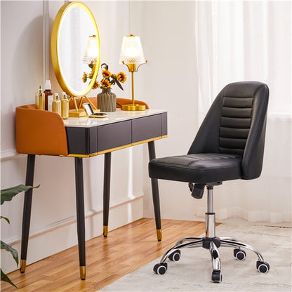 Mid Back PU Leather Armless Desk Office Chair Position 1