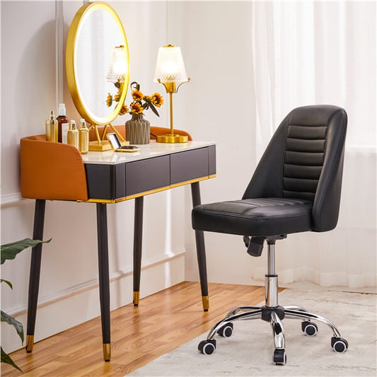 Mid Back PU Leather Armless Desk Office Chair Position 1